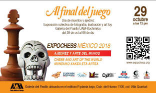 EXPOCHESS Ausstellung Schach und Kunst zum Tag der Toten in Mexiko-Stadt 2018.