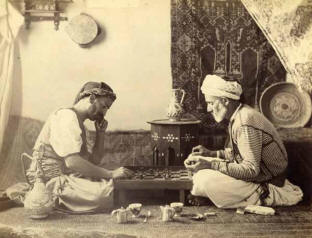 Schachspieler in Algerien - Postkarte von 1897