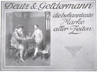 Deutz & Geldermann Werbeanzeige von 1914 mit Schachspieler beim Sekt