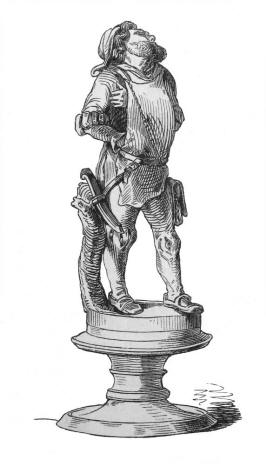 alte Schachfigur auf Sockel um 1850