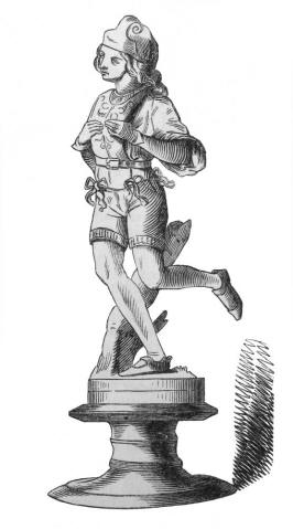 Läufer - Schachfigur, Holzstich von 1850