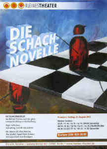 Die Schachnovelle von Helmut Peschina nach Stefan Zweig Plakat Kleines Theater Berlin,  Schach-Gemlde von Elke Rehder 