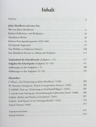 Inhaltsverzeichnis zu Julius Mendheim von Arno Nickel, Berlin Edition Marco