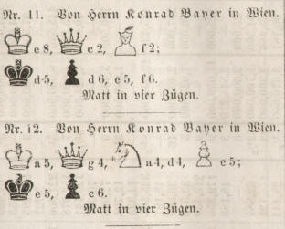 Schachaufgaben von Konrad Bayer in Wien und Olmütz