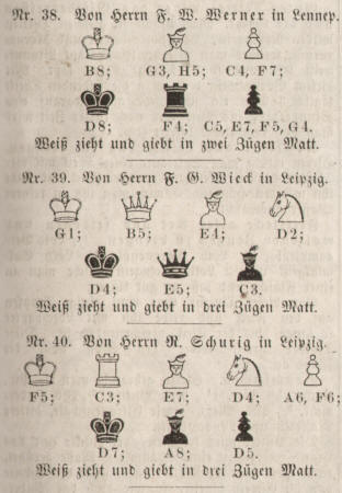 Schachprobleme von Richard Schurig, Friedrich G. Wieck und F. W. Werner in Lennep