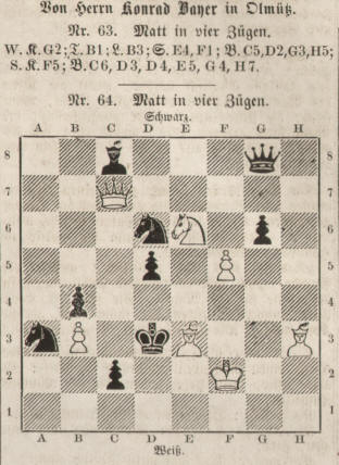 Problemschach Miniatur Matt in vier Zgen von Konrad Bayer 1862