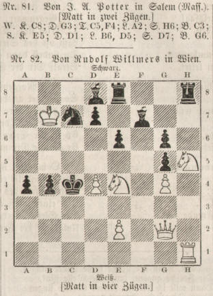 1862 chess problems by Joseph Alonzo Potter and Rudolf Willmers