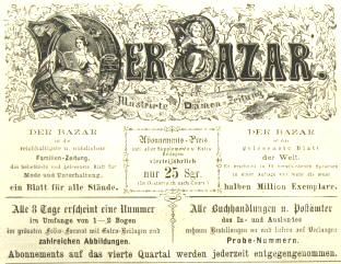 Der Bazar Illustrierte Damen-Zeitung Anzeige von 1872