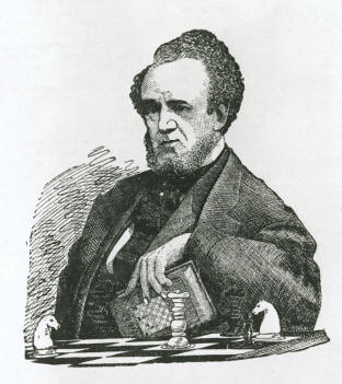 Howard Staunton 1810  1874 mit Schachfiguren