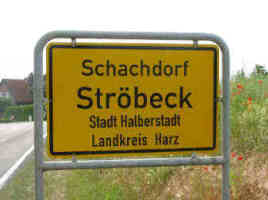 Schachdorf Ströbeck Ortsschild