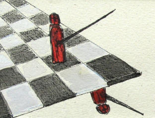 Federzeichnung zum Schach von der Künstlerin Elke Rehder