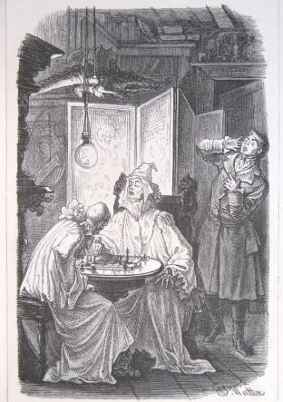 Schach-Illustration von Joseph Watter 1838-1913 in München.