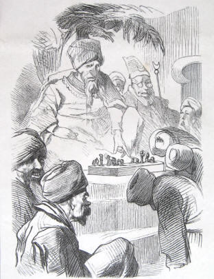 Schachillustration zurr Erzählung "Das Schachspiel" von Adolf von Winterfeld.