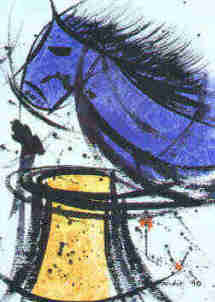 Knight takes Rook - Chess painting by the German artist Elke Rehder