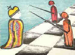 Strong Pawn Position Chess woodcut by the German artist Elke Rehder